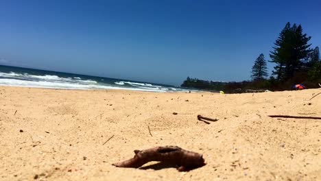 Waves-rolling-in-on-a-Sunny-Day-at-Dicky-Beach,-Sunshine-Coast-Time-Lapse