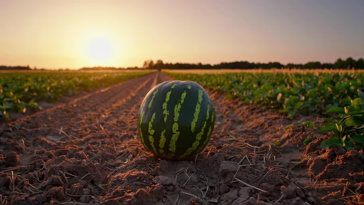 el atardecer y la explosión del campo de sandía