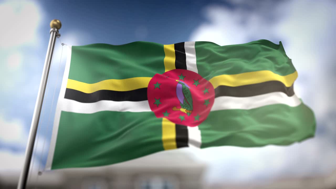 도미니카 발을 흔들고 느린 동작 3d 렌더링 파란 하늘 배경 - 원활한 루프 4k