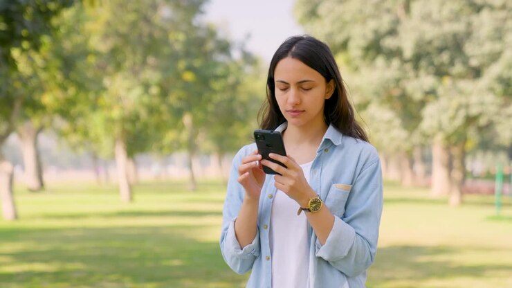 chica india usando el teléfono