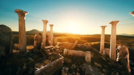 viejas ruinas del templo romano al atardecer