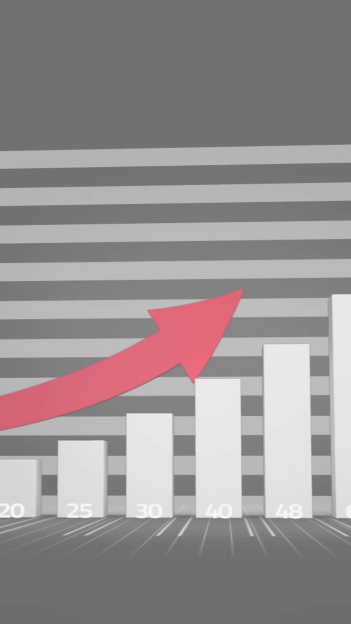 Animated 3D Bar Chart Showing Business Growth with Red Arrow