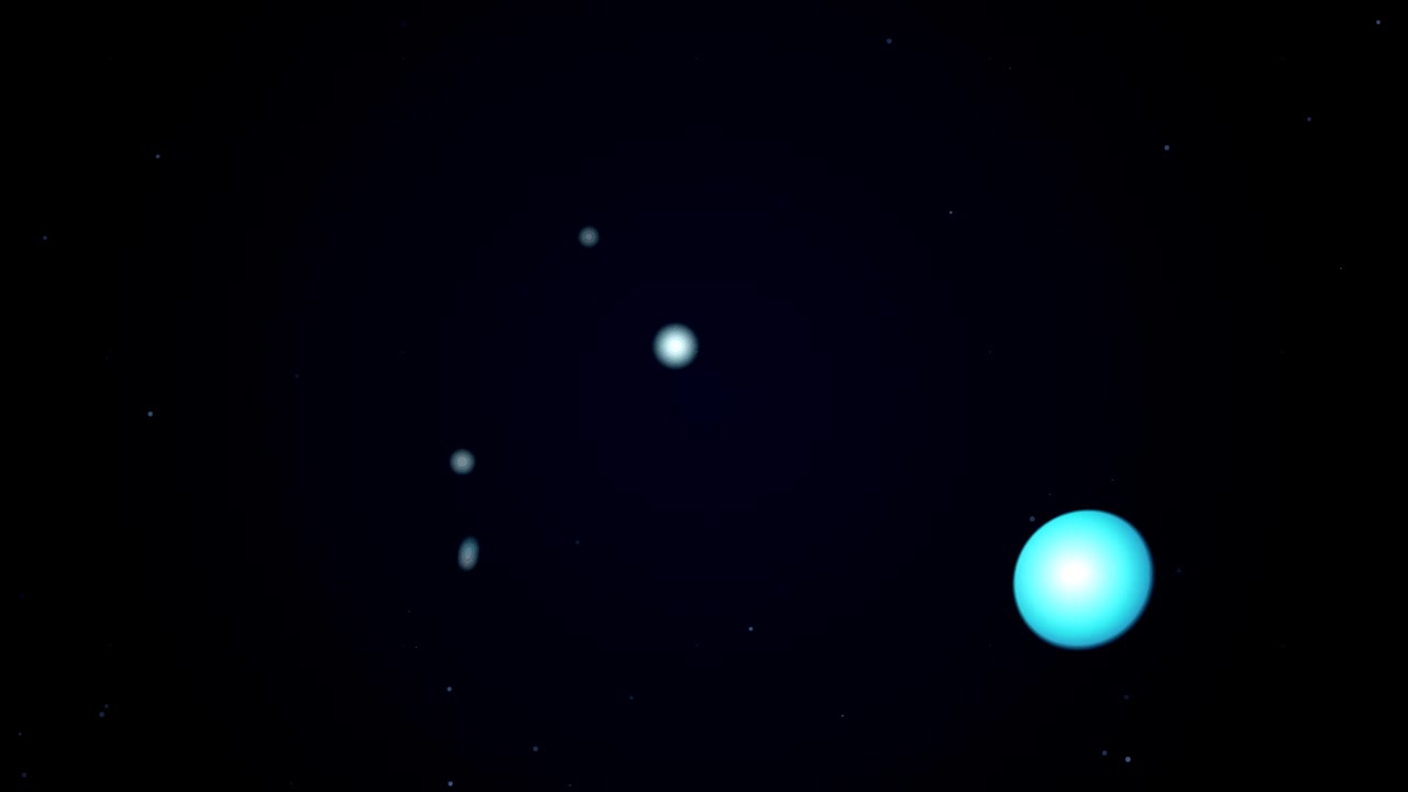 Abstract Glowing Blue Spheres Merging and Separating in Dark Space