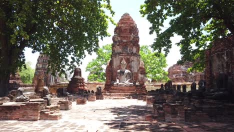 static shot: buddhist temple at the old the historic city of ayutthaya thailand