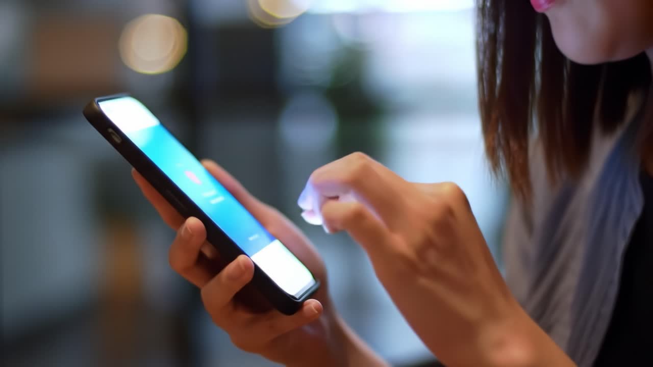 Engrossed in a Digital World: A Close-Up View of a Person Interacting with Their Smartphone, Highlighting the Intricacies of Modern Communication and Connectivity.