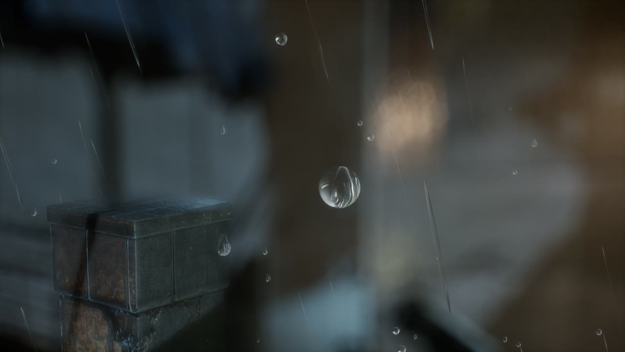 비가 오는 밤에 구시가지의 거리