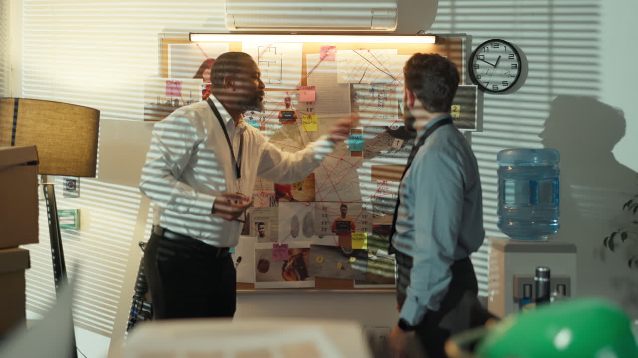 Detectives Investigating a Case on an Investigation Board