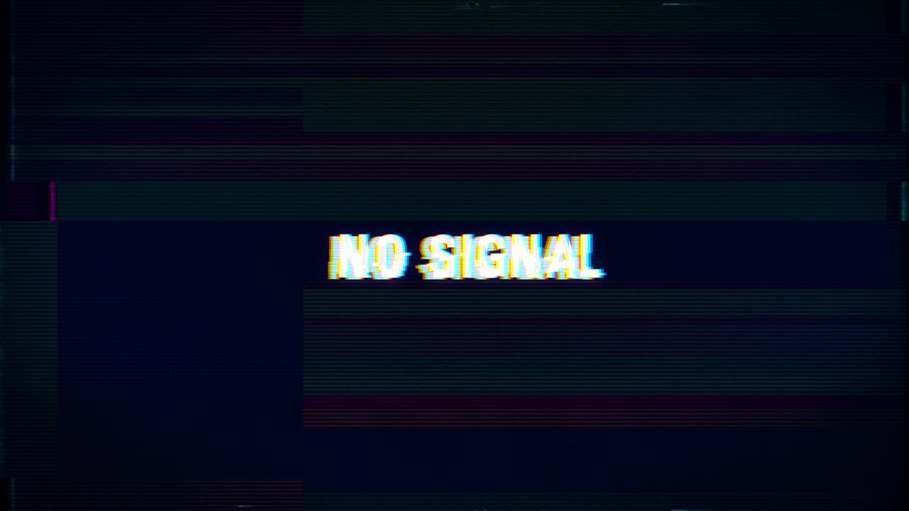 Animated no signal warning Message On Tv Static glitch and Noise Background