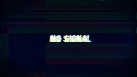 animated no signal warning message on tv static glitch and noise background