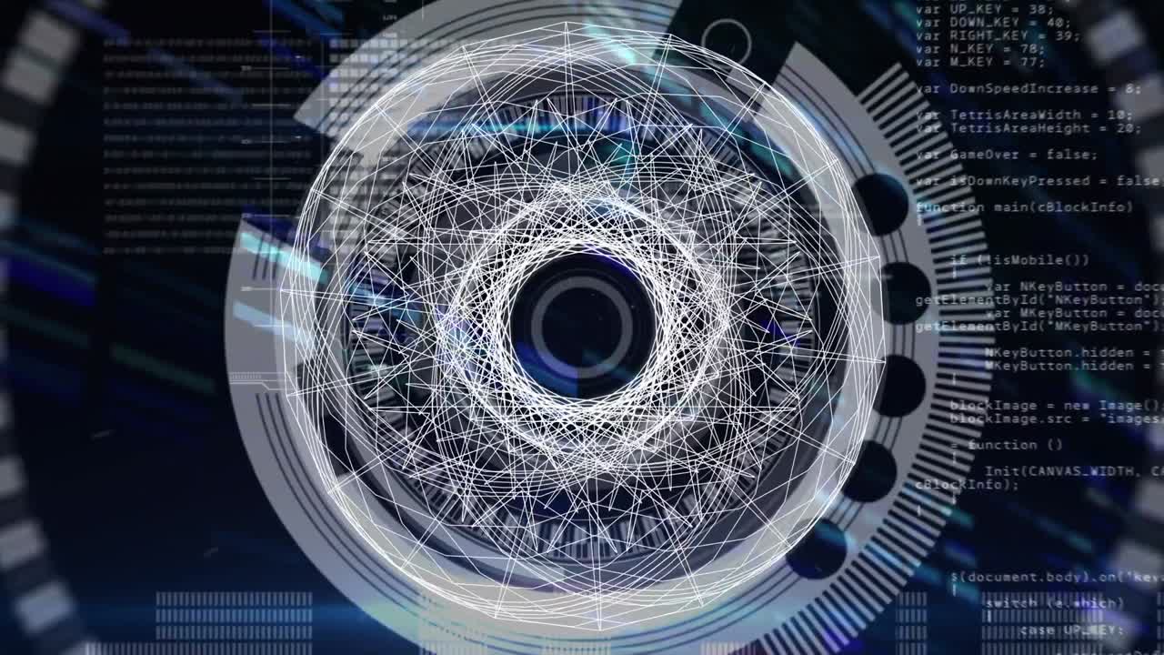 animación del escaneo del alcance y el procesamiento de datos sobre fondo azul