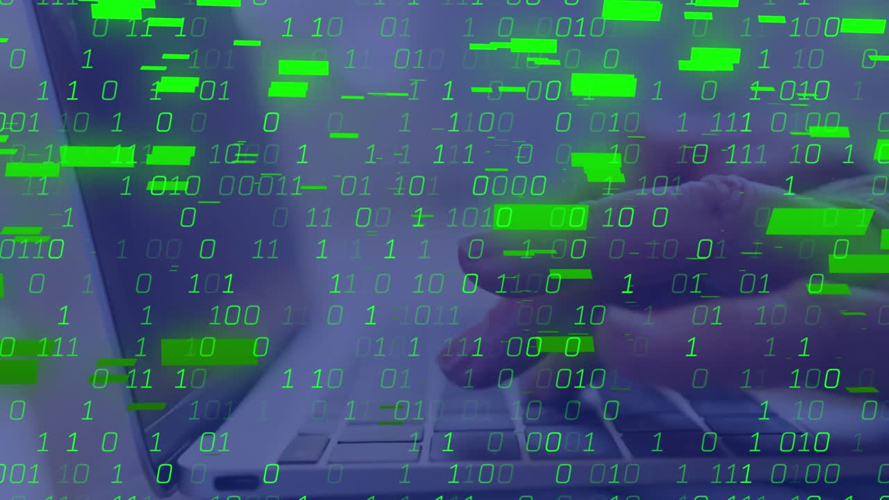 사무실에서 노트북을 사용하여 손으로 데이터 처리의 애니메이션