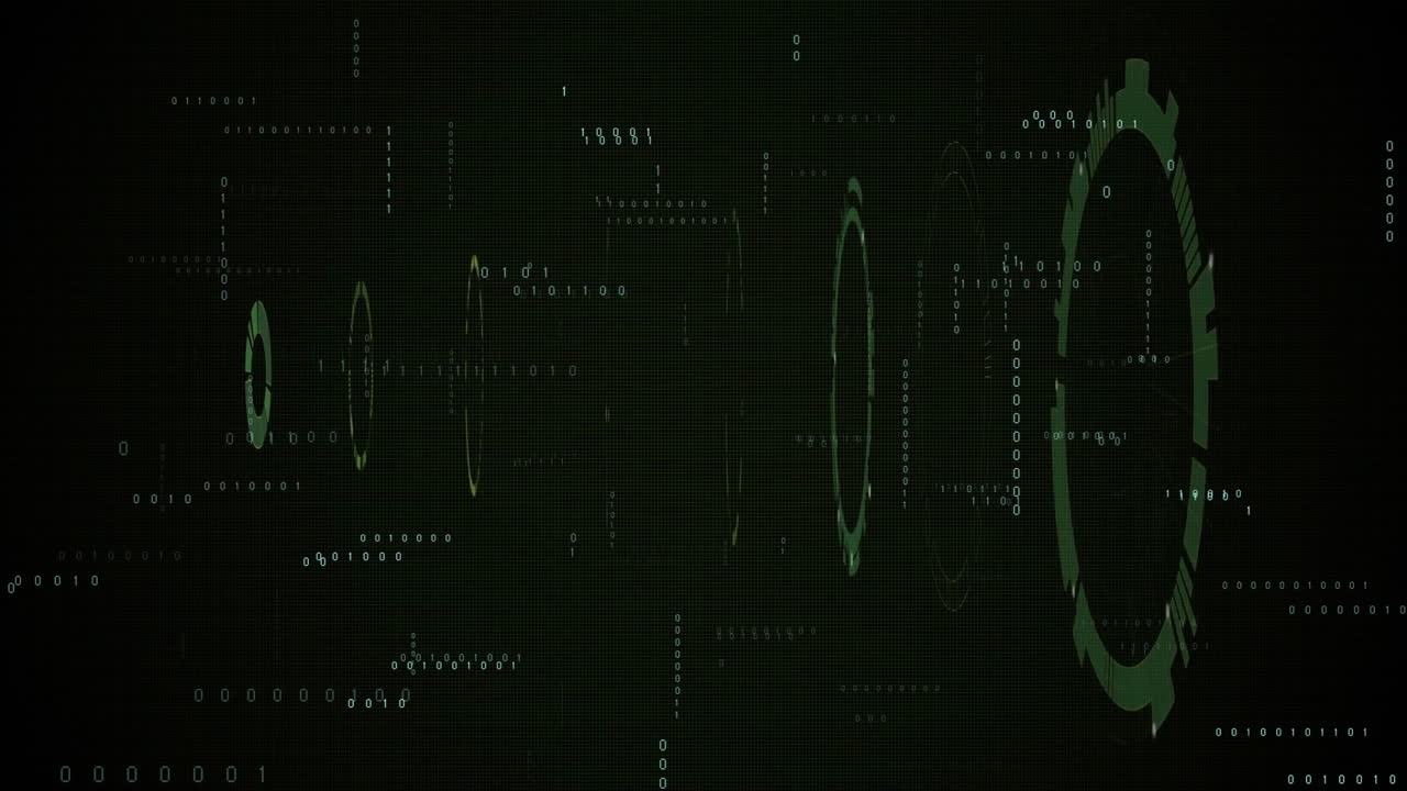 animación del procesamiento de datos sobre un fondo negro
