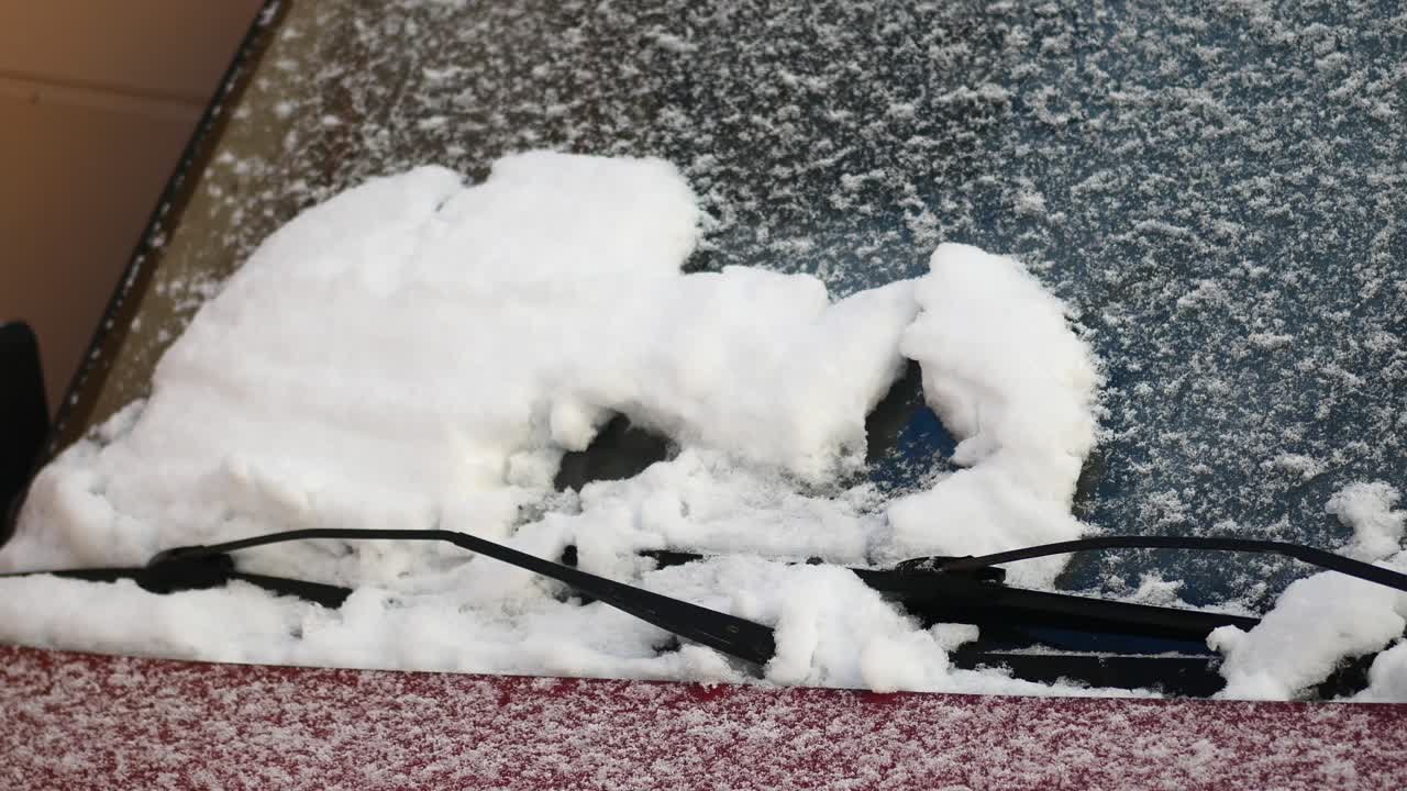 Snow on a Car Windshield