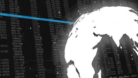 animación del procesamiento de datos financieros en todo el mundo sobre un fondo negro