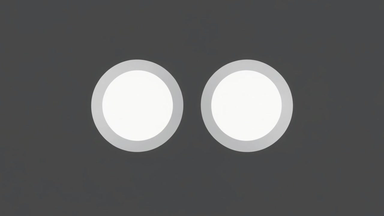Minimalistisk animation af grøn bjælke, der forvandles til to hvide cirkler