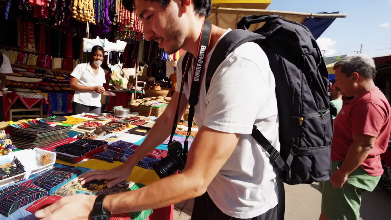 Tourist Exploring a Vibrant Market