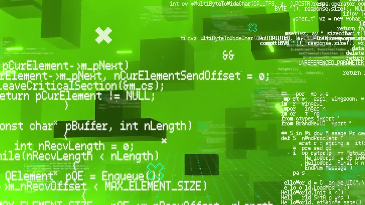 animatie van een gegevensverwerking op groene achtergrond