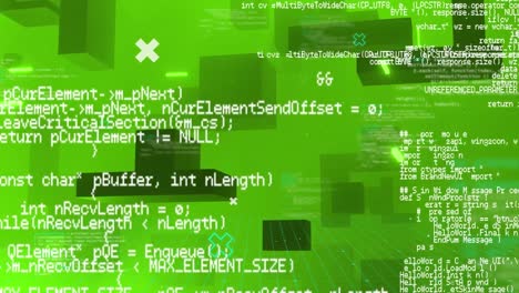 Animation of ai data processing over green background