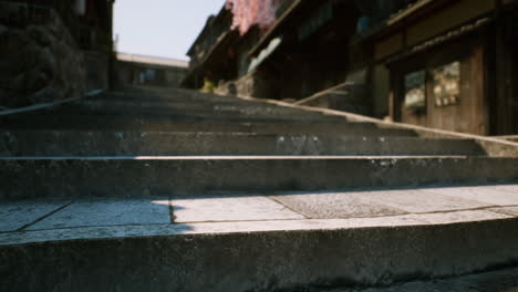 ascending stone steps in a traditional japanese town