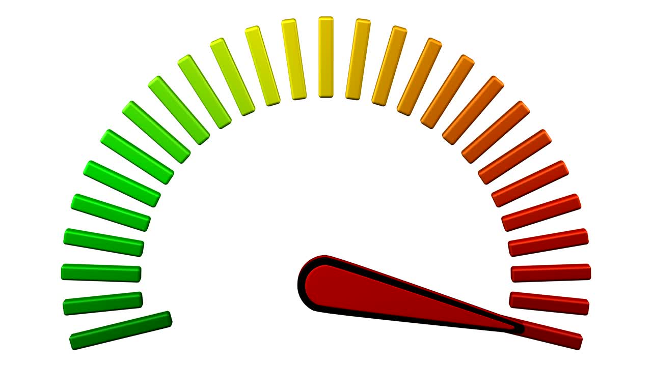 medidor de escalada con flecha negra y roja.