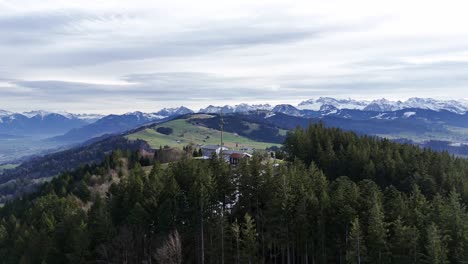 mountain nature panoramic landscape aerial view lake zurich, etzel, switzerland