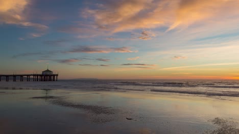 sunset over manhattan beach pier in manhattan beach, california, usa