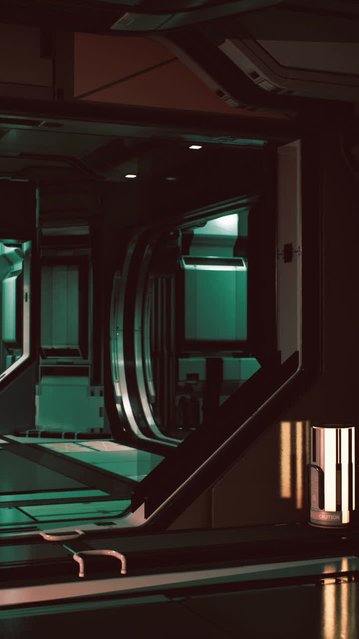 어두운 미래 우주선 복도