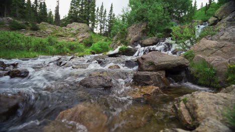 relaxing scene of water cascading down hill