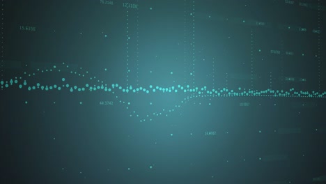 Animation of dots forming graphs with changing numbers against blue background