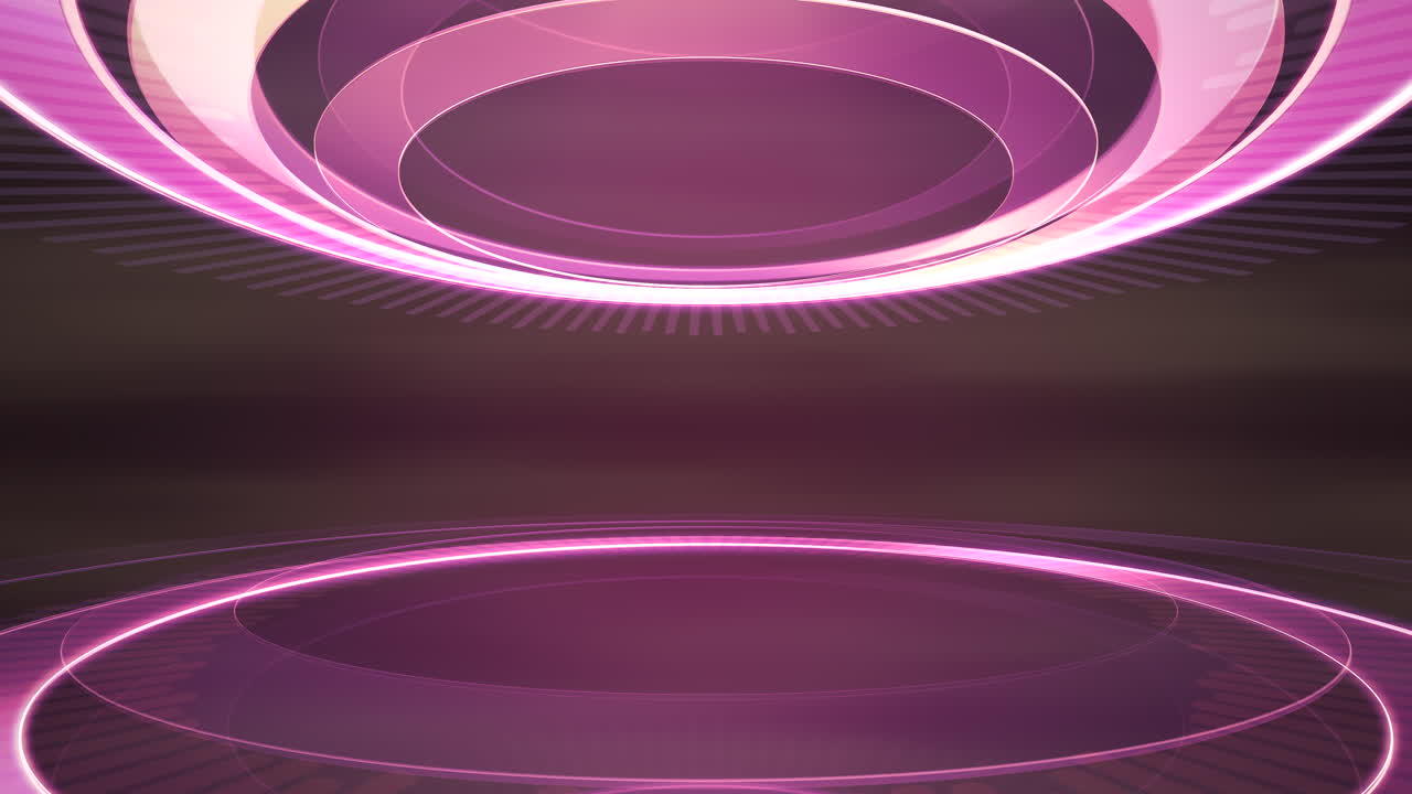 introducción de animación gráfica de noticias en estudio con fondo abstracto de formas circulares