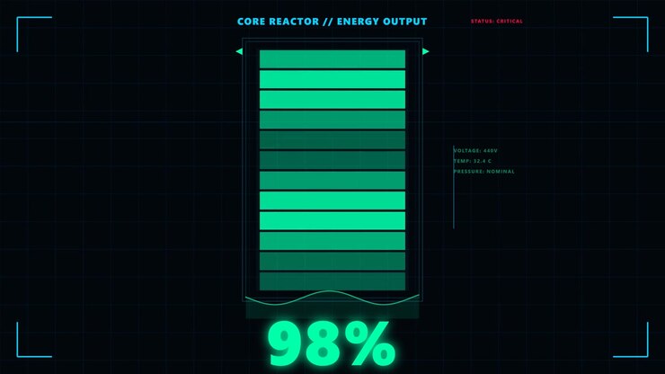 Digital Core Reactor Energy Output Loading and Unloading Animation