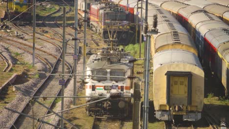electrical train engine running on railway tracks