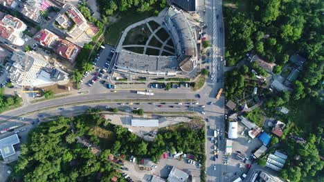 urban traffic at a junction looking from high