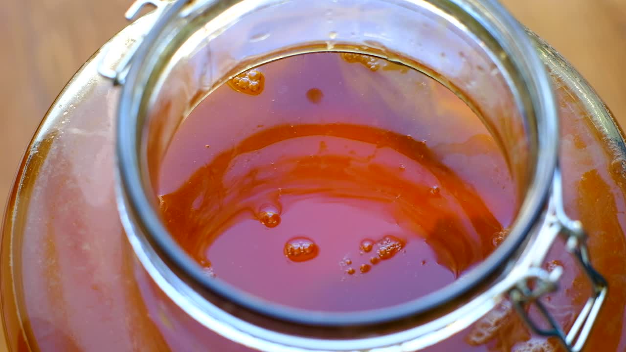Kombucha process - SCOBY inserted into sweet tea for fermentation