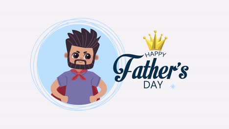 fathers day lettering with dad and crown animation