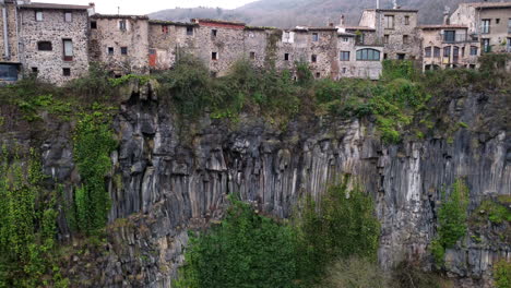 aerial view of houses in a cliff in san felíu de guixols , catalonia, spain