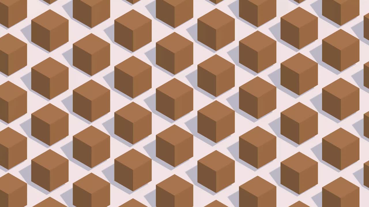 animación 3d del fondo abstracto con cubos marrones.