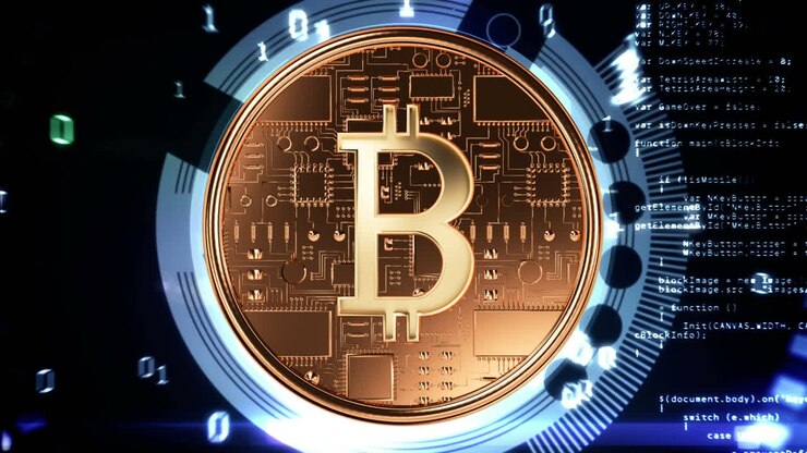 Composição digital da tecnologia bitcoin.