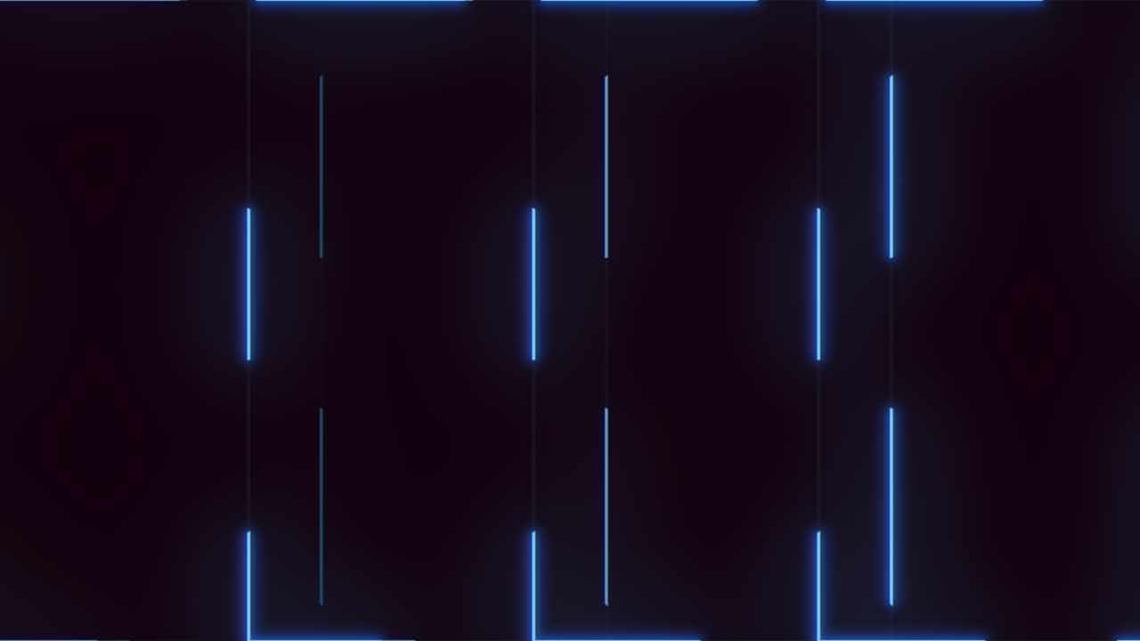 Glowing blue neon lights suspended in air on black background
