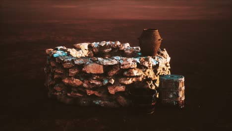 old stone water well in the desert