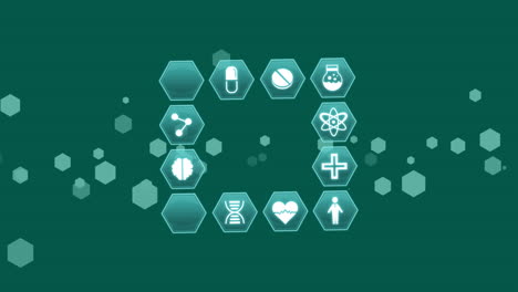 animation of medical icons over green background