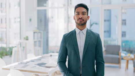 businessman, face and leader in office building