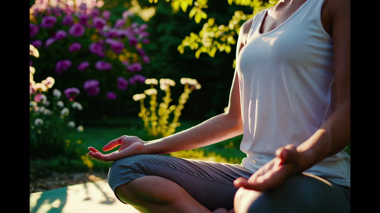 Woman Meditating in Garden