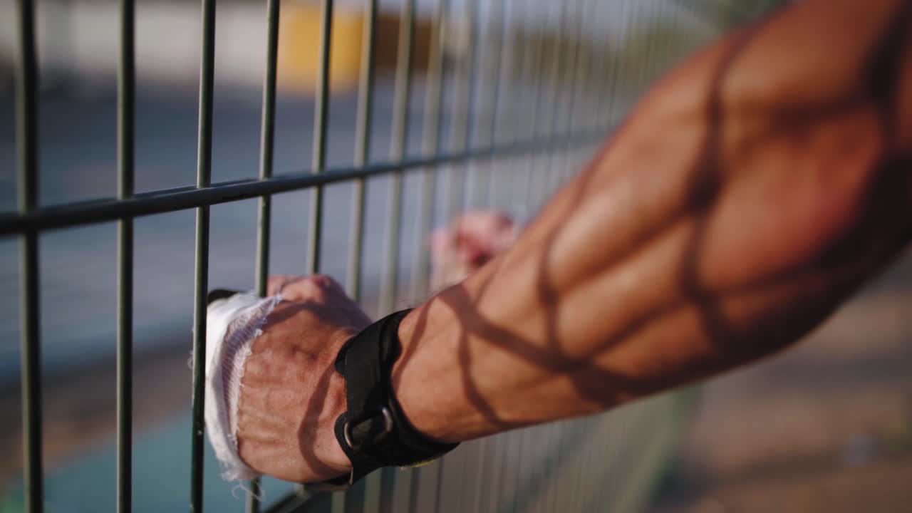 atleta ejercicio en la calle estiramientos