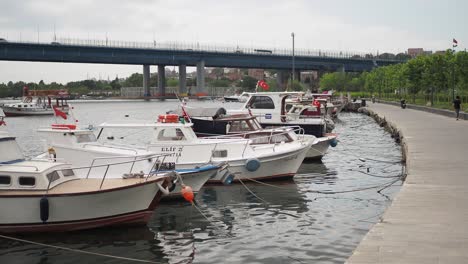 boats moored at a dock in istanbul, turkey