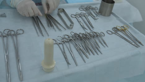 surgical instruments on a tray