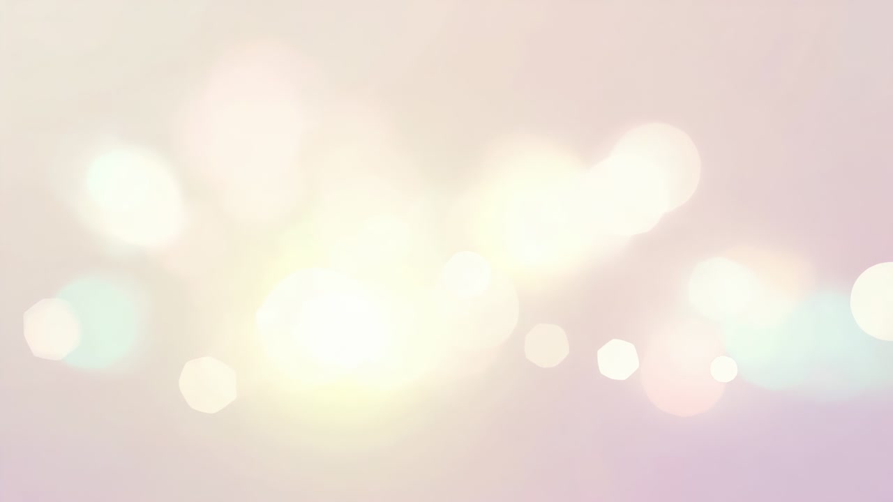 Starting playback, soft pastel bokeh lights floating on gradient backdrop, creating ambient mood