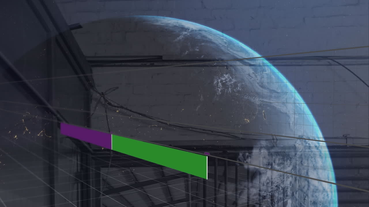 animación del procesamiento de datos con el mundo sobre el almacén