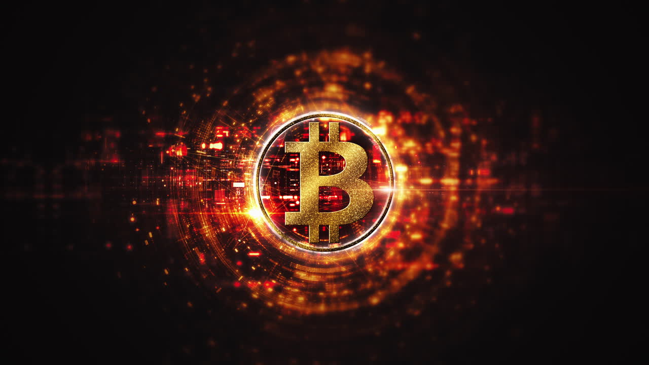 Futuristic digital background highlighting advanced cryptocurrency and encryption technology, featuring blockchain networks and secure cryptographic systems : Bitcoin, BTC,