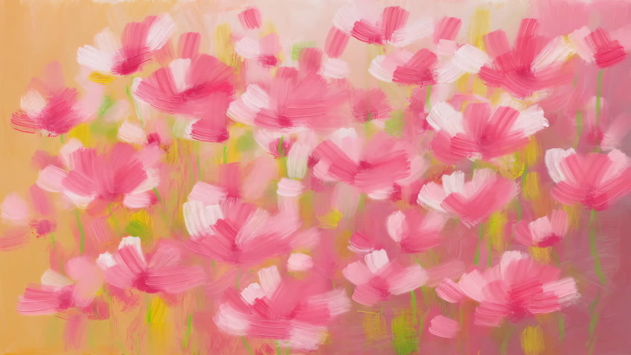 Abstract Pink Flowers Painting
